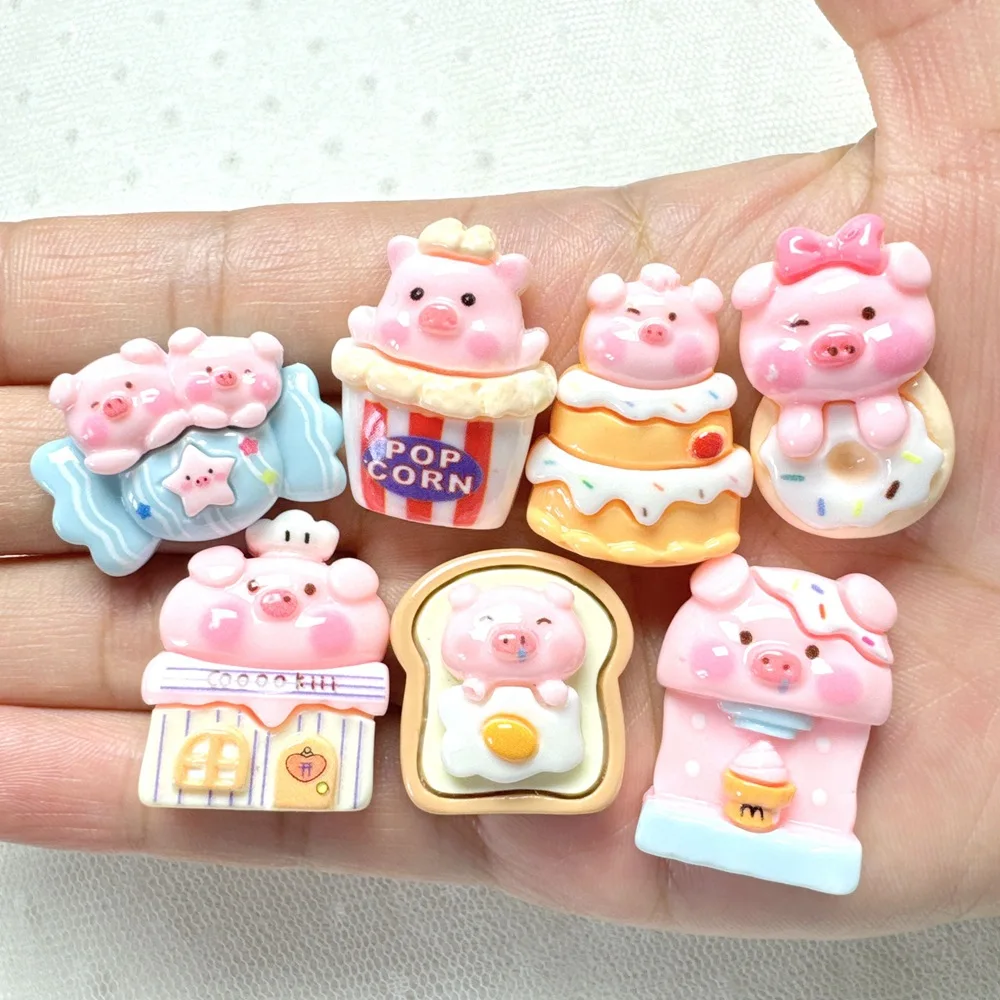 

Cartoon Kawaii Mixed Pig Shape Desserts Realistic Miniature Resin Simulation Decor for DIY Dollhouse Terrarium Craft Wholesale