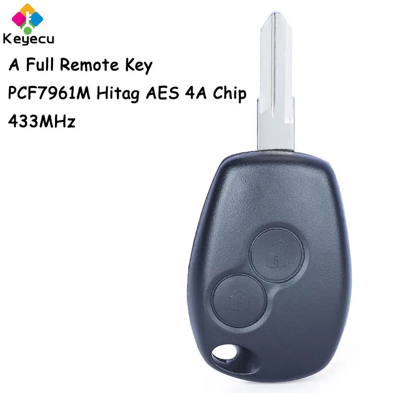 KEYECU Remote Control Car Key With 2 Buttons 433MHz 4A Chip Fob for Renault Trafic Logan Sandero Symbol Dacia Duster 2012-2016