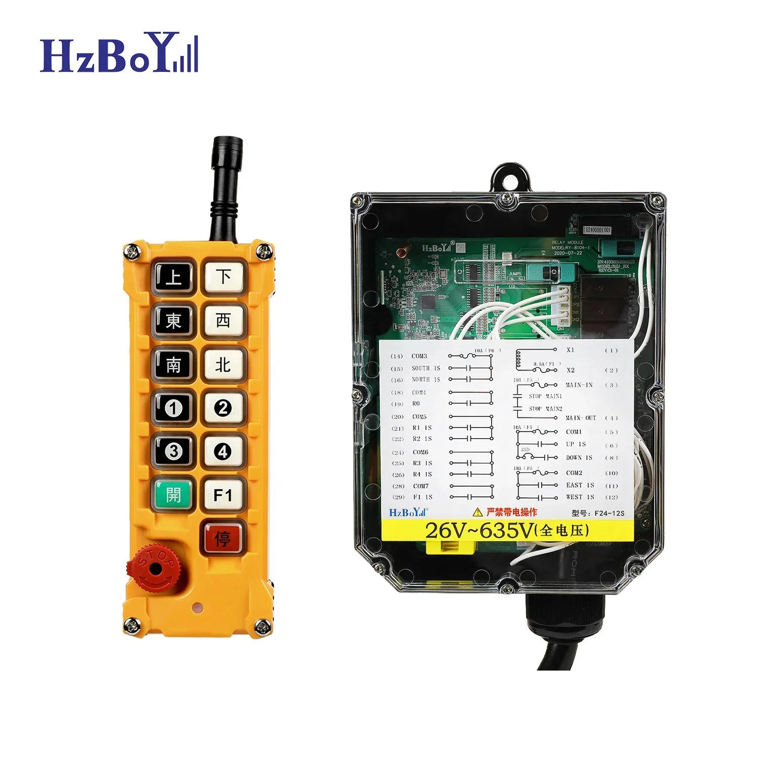 F24-12s Industrial Wireless Remote Control for Tower Crane PC Receiver with Learning Code Waterproof Anti-Shock 1-Year Warranty