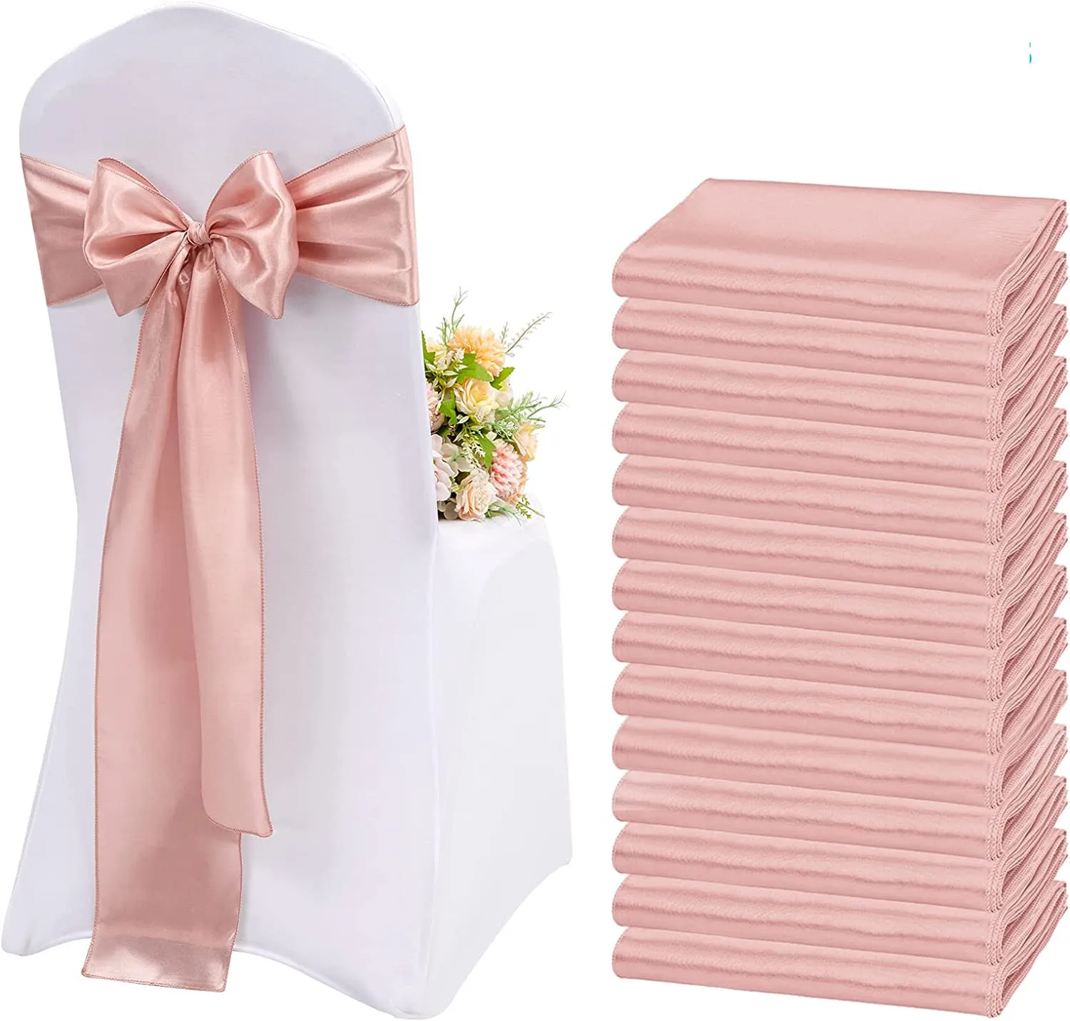 50pcs/set Satin Chair Sashes,17*275cm Silk Chair Ribbon Bows Chair Cover Chair Decoration For Wedding Banquet Party Event Hotel