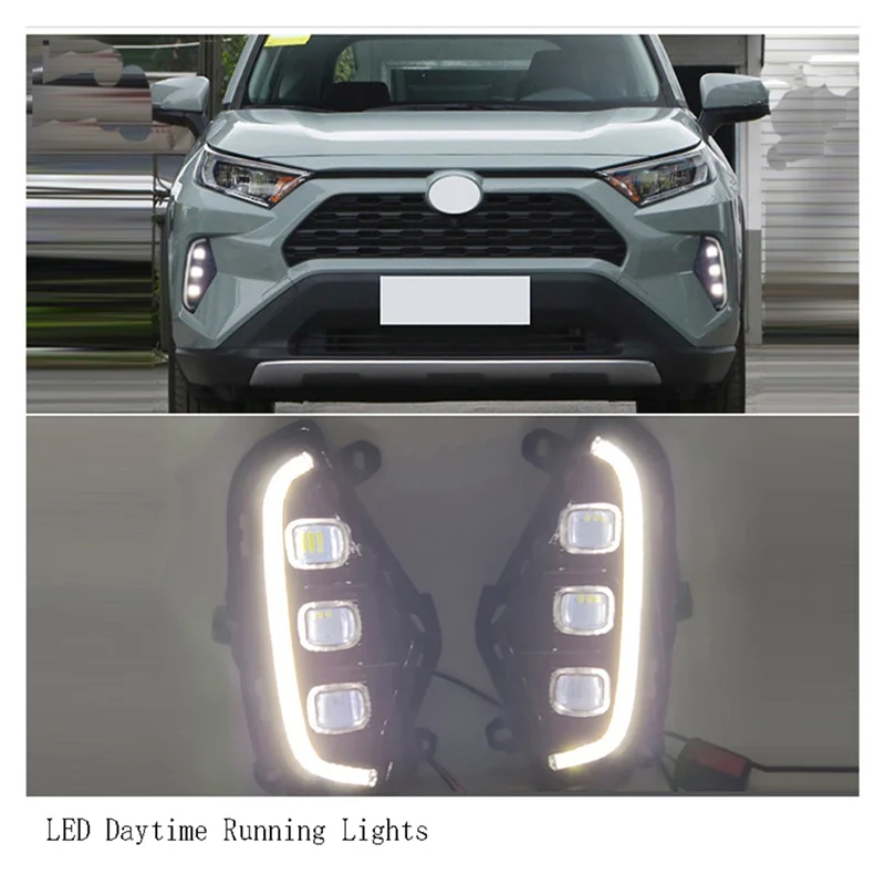 1 زوج لتويوتا RAV4 2019-2022 متوافق LED النهار تشغيل ضوء بدوره مصباح إشارة اكسسوارات السيارات