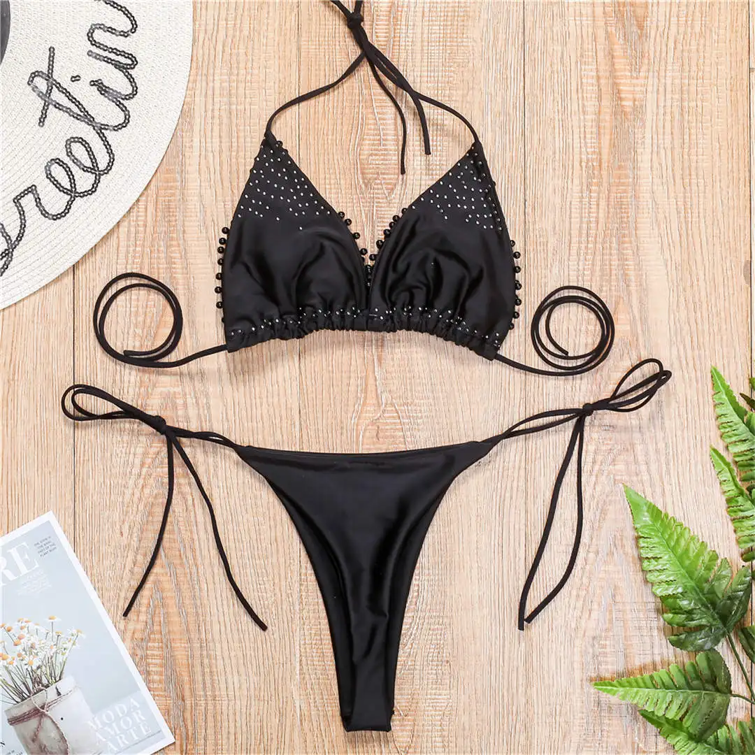 Sexy Neckholder-Mini-Bikini, Damen-Badeanzug, zweiteiliger Bikini-Set, luxuriöser Perlen-Badeanzug, Badebekleidung für Damen, V2090 – Detail 30