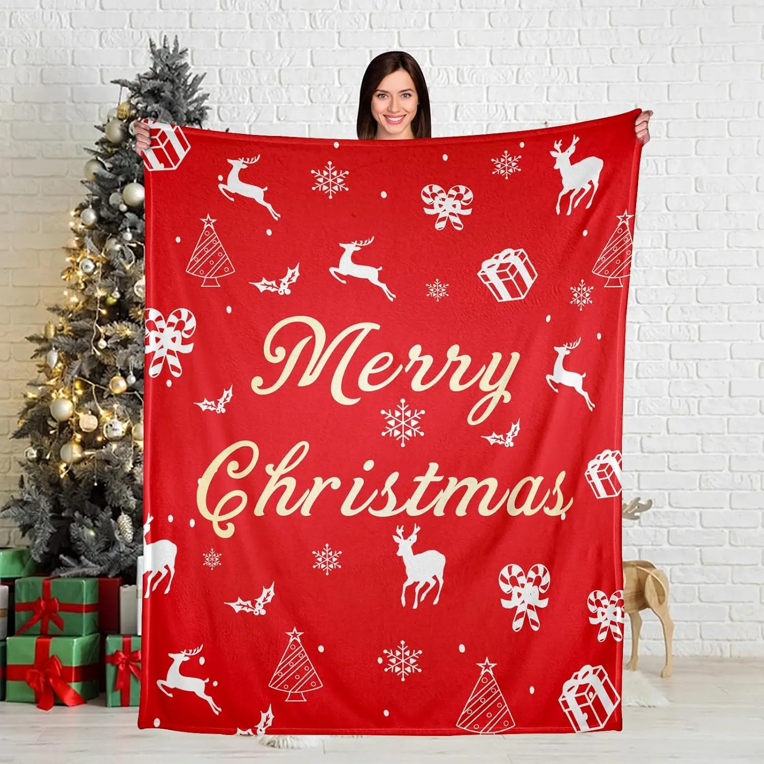 

Рождественское одеяло, уютное пушистое красное рождественское одеяло, подарки для женщин, рождественские украшения для гостиной, спальни, теплое