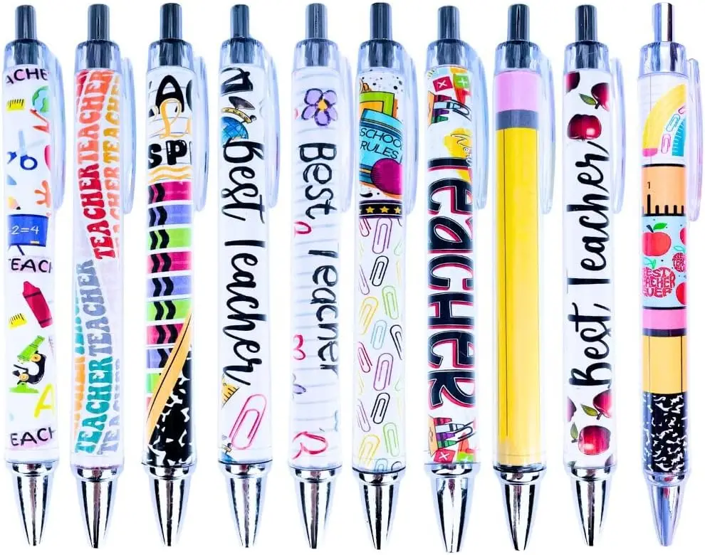 

10 Teacher Pens Set: Fun, Cute, Inspiring Writing Tools for Educators, Appreciation Gifts