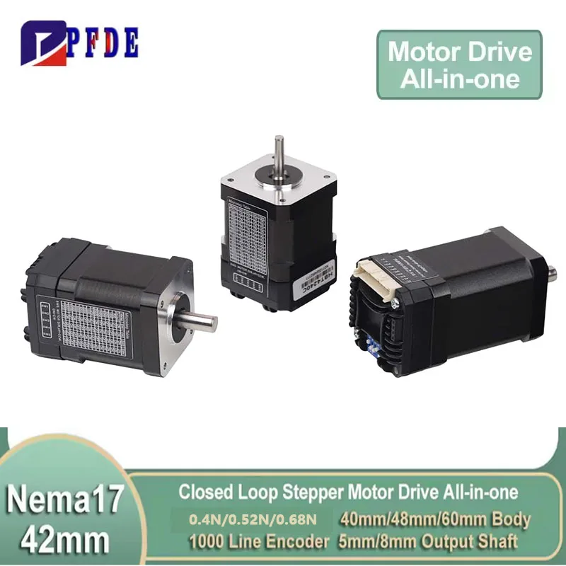 

Nema17 Шаговый двигатель с замкнутым контуром, встроенный привод, универсальный 42-двигатель, энкодер, 24-48 В постоянного тока, гибридный серводвигатель 0,4–0,68 Нм