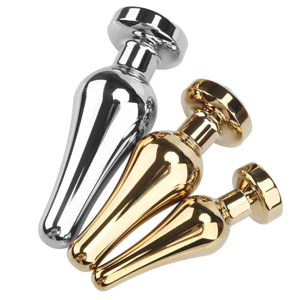 Smooth Stainless Steel Anal Plug Jeweled Butt Plug for Beginner G-spot Massager Sex Toys Dildo for Female Male Anal Beads S/M/L