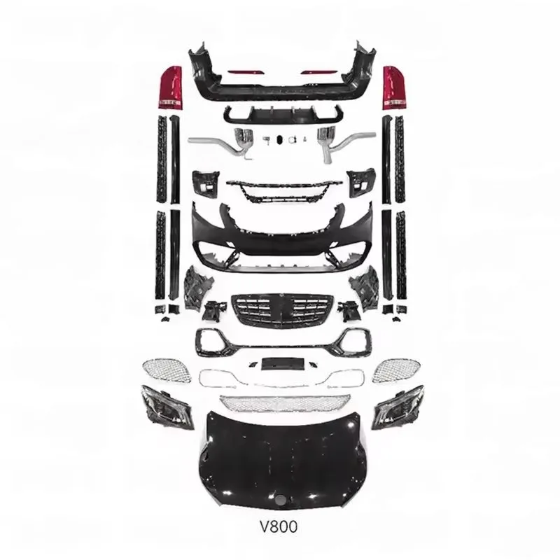 New BeHi V-Class W447 V800 Style Auto Parts PP Material Car Body Kit Metal Front Engine Hood Silver Grille