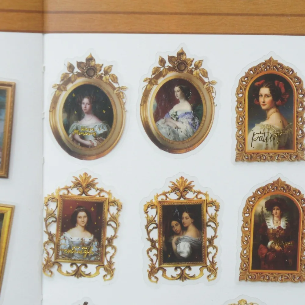 

38pcs Gold Dot Famous Lady Painting Style PVC Sticker Scrapbooking DIY Gift Packing Label Decoration Tag