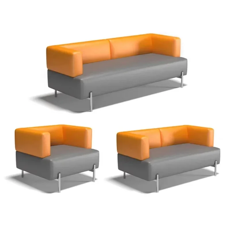 New modern design style steel frame sofa set design small leisure waiting leather office sofa