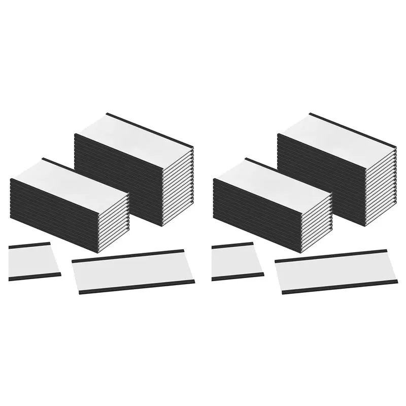 

Premium-Magnetic Label Holders 4 X 2In C Channel Label Holders With Clear Plastic Protectors And White Paper Inserts 60 Sets