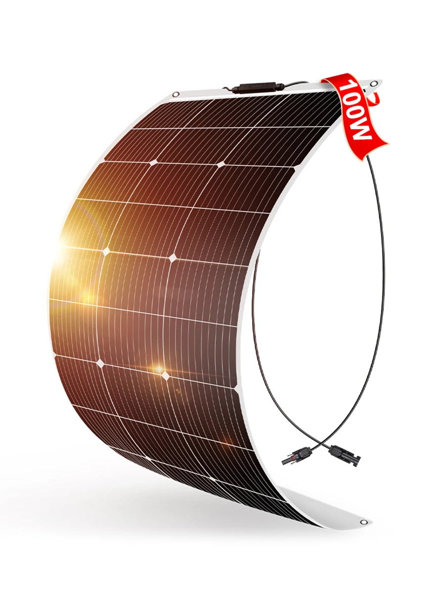 DOKIO 100W-400W 18V monokristallijn flexibel zonnepaneel, geschikt voor kamperen, RV-installatie kan 12V-batterijen opladen - afbeelding 2