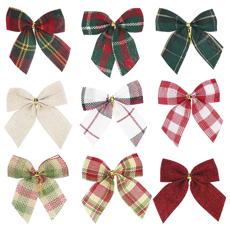 

10PC Christmas Bows Xmas Tree Hanging Ornament Bowknot Christmas Decoration For Home Xmas Wreath New Year 2025 Navidad Gifts Bow