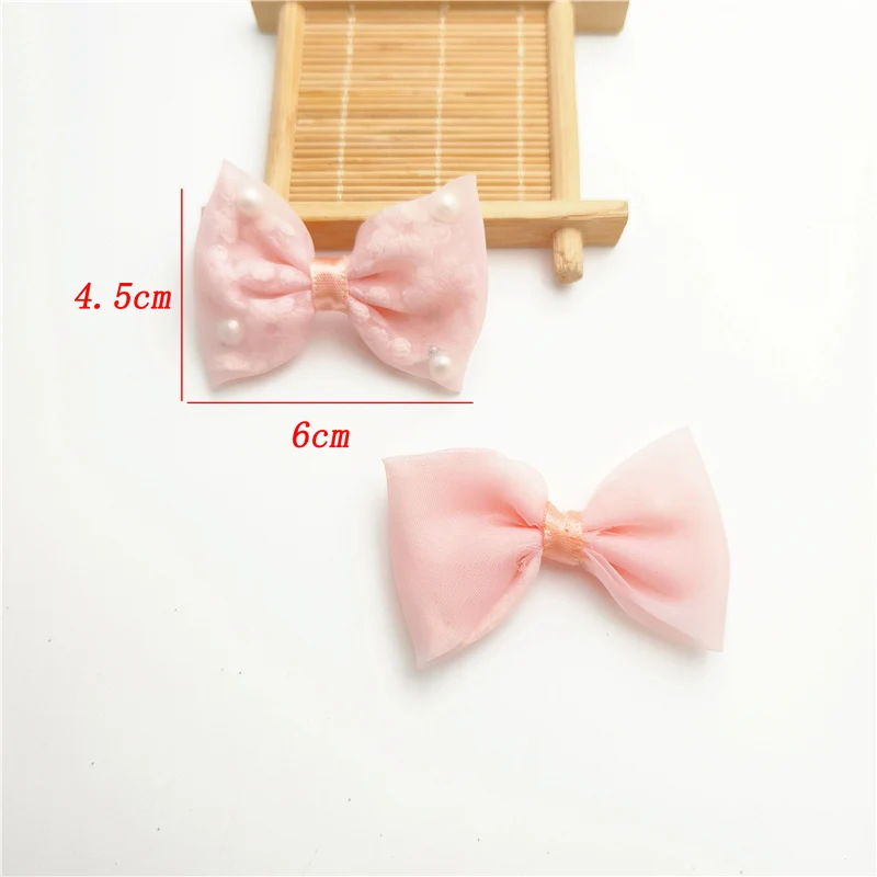 16Pc 6*4.5CM Mesh Bowknot Applique For DIY Handmade Hair Clip Hat Crafts Patches Decor Ornament Clothing Accessories