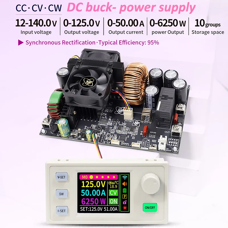 

XY12550S 6250W 50A DC Buck Power Supply CNC Step-Down Adjustable DC Voltage Regulator 12-140V To 0-125V CC CV CW Buck Converter