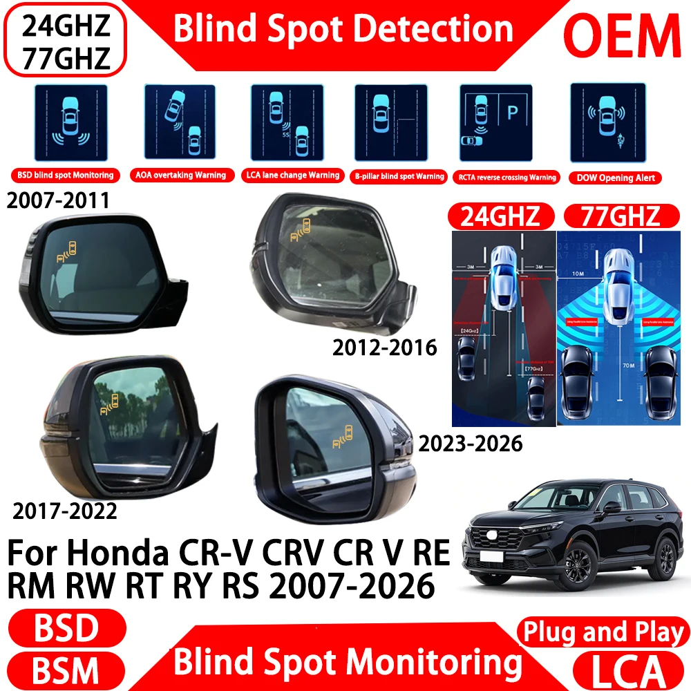 for Honda CR-V CRV CR V RE RM RW RT RY RS 2007-2026 Blind Spot Assist Monitoring Detection System Millimeter Wave Radar Alert