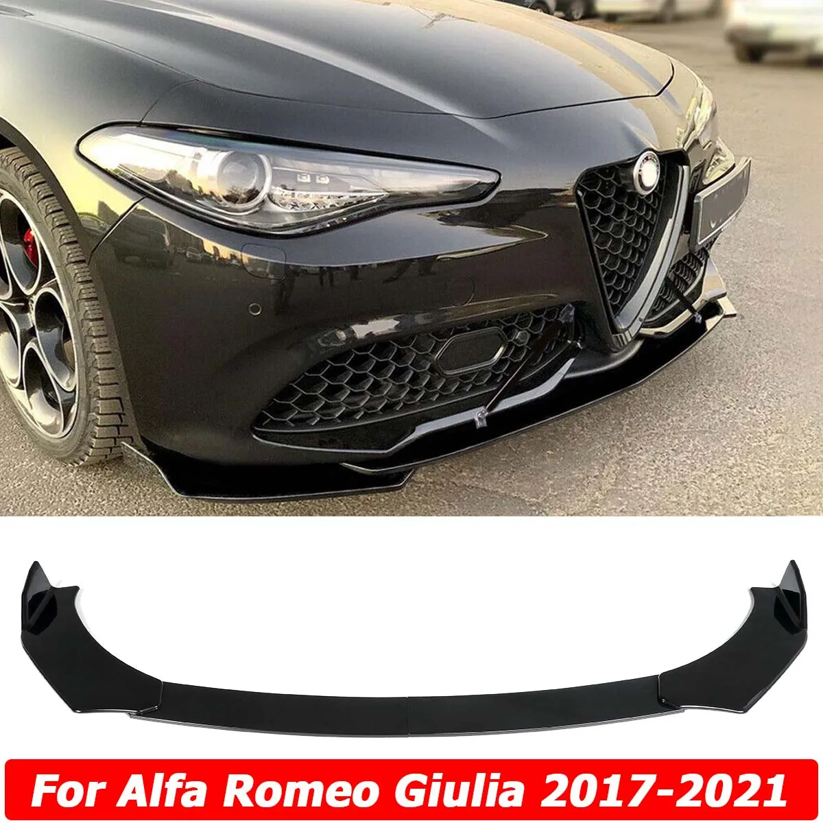 

4PCS/ET Front Bumper Lip Spoiler Side Splitter Chin Body Kit Deflector Cover For Alfa Romeo Giulia 2017-2021 Car Accessories