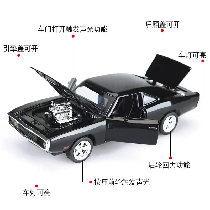 New 1:32 Dodge Charger Alloy Musle Car Model Diecast & Toy Metal Vehicles Sports Car Model Simulation Sound Light Childrens Gift