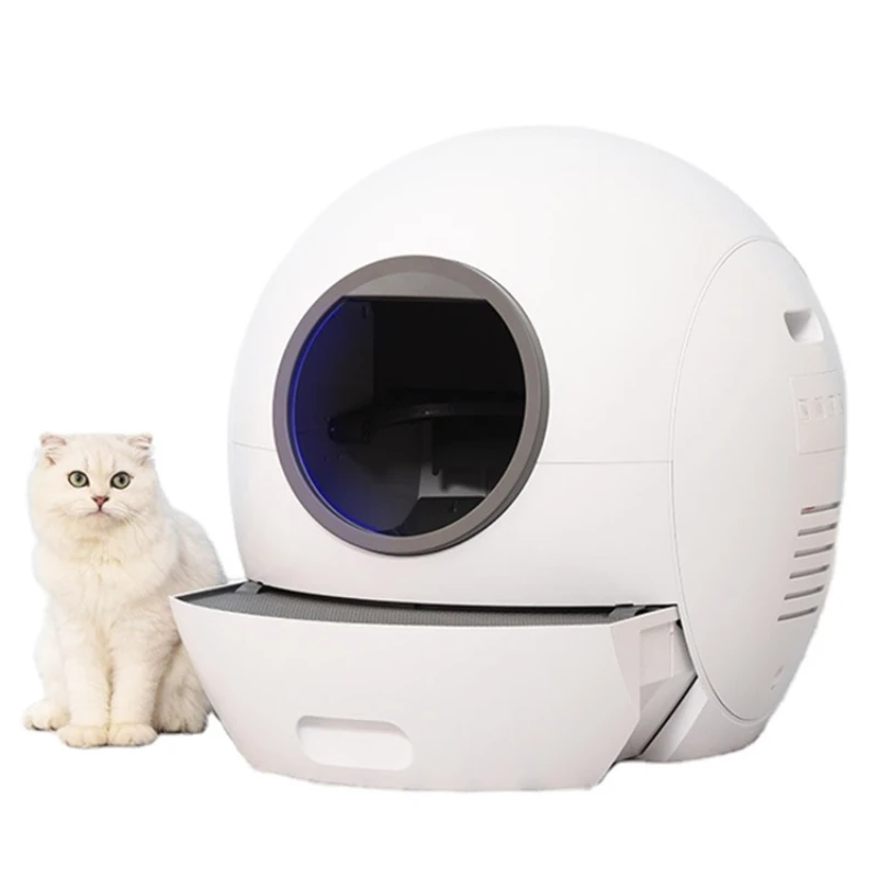 Smart UV Disinfection Plastic Automatic Splash-proof Durable Pet Cat Litter Box Open Cat Toilet Cleaning Supplies