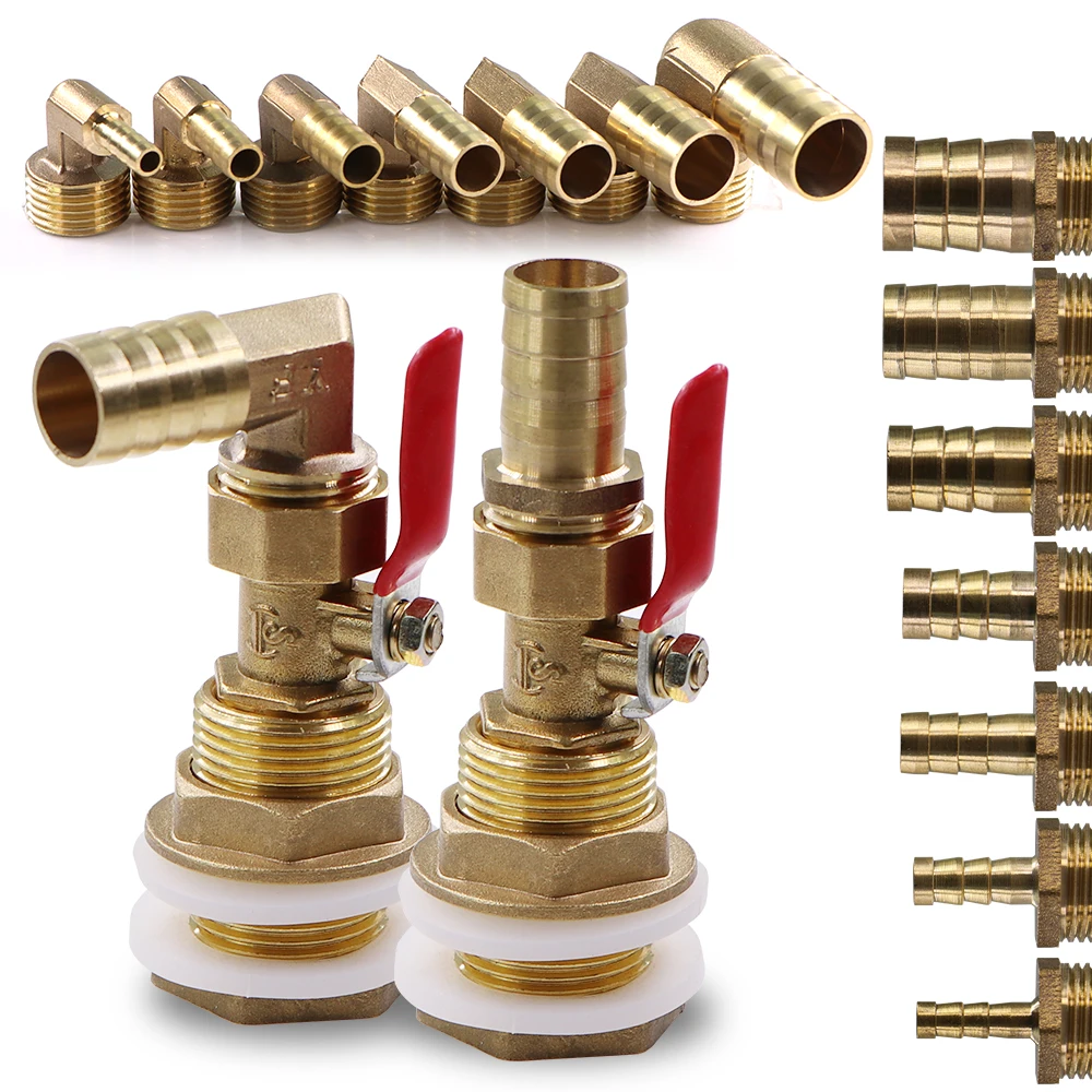 1PC 6-19mm Pagoda Brass Ball Valve Water Tank Adapter for Aquarium Fish Tank Garden Irrigation Pipe Tube Coupling Joint Extender