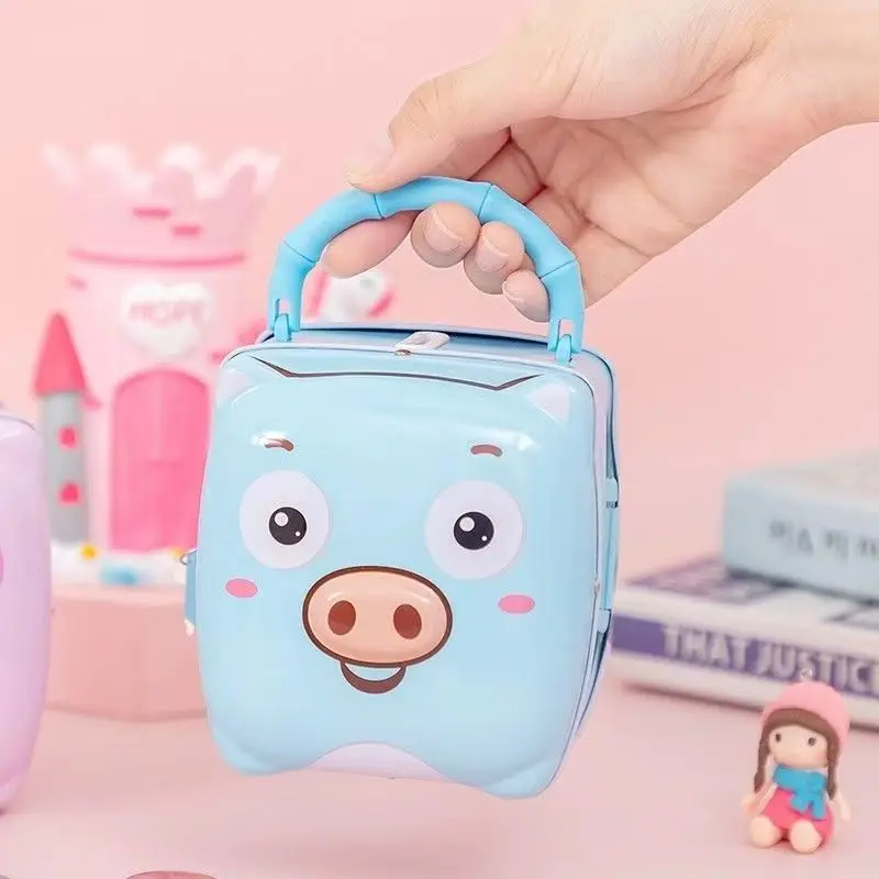 Boîte à billets pour enfants, tirelire d'animaux de dessin animé avec serrure à clé, ornements de bureau, rangement Portable de pièces de monnaie en métal