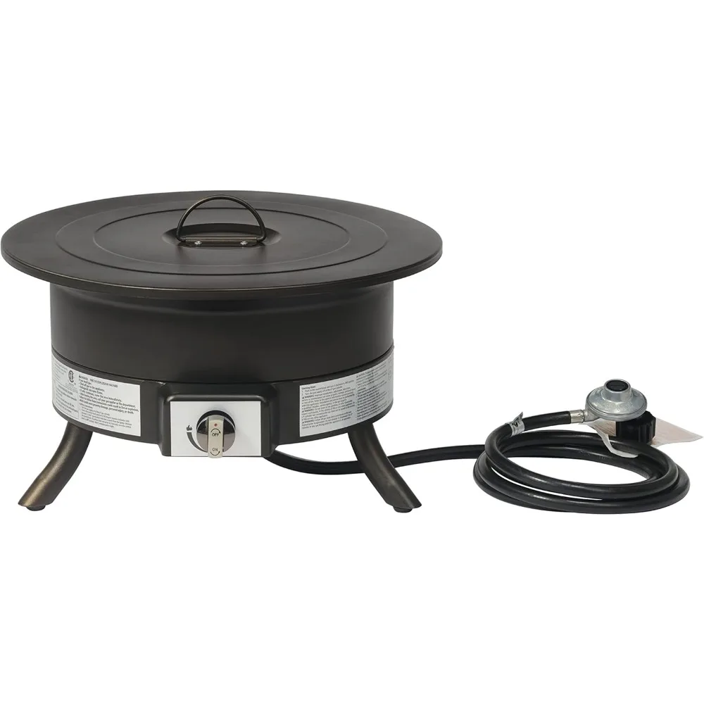 19-Inch Round Portable Propane Gas Fire Pit with Carry Strap