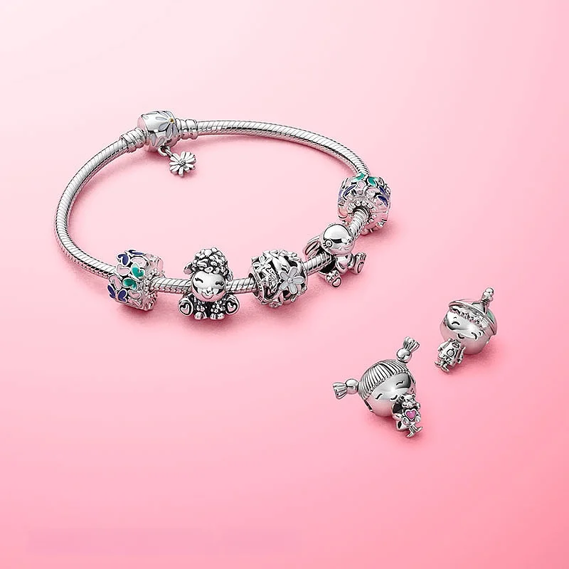 Hot Sale Girl Bear Multiple series Charm Bead Pendant Applicable to Original European Plating Silver Jewelry & DIY Making Gift