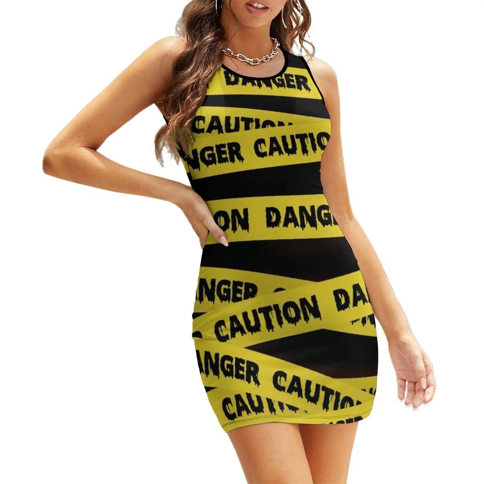 

Caution Tape Danger Crime Scene Tape Sleeveless Sundress birthday dress for women luxury 2025 Party dresses party dresses woman