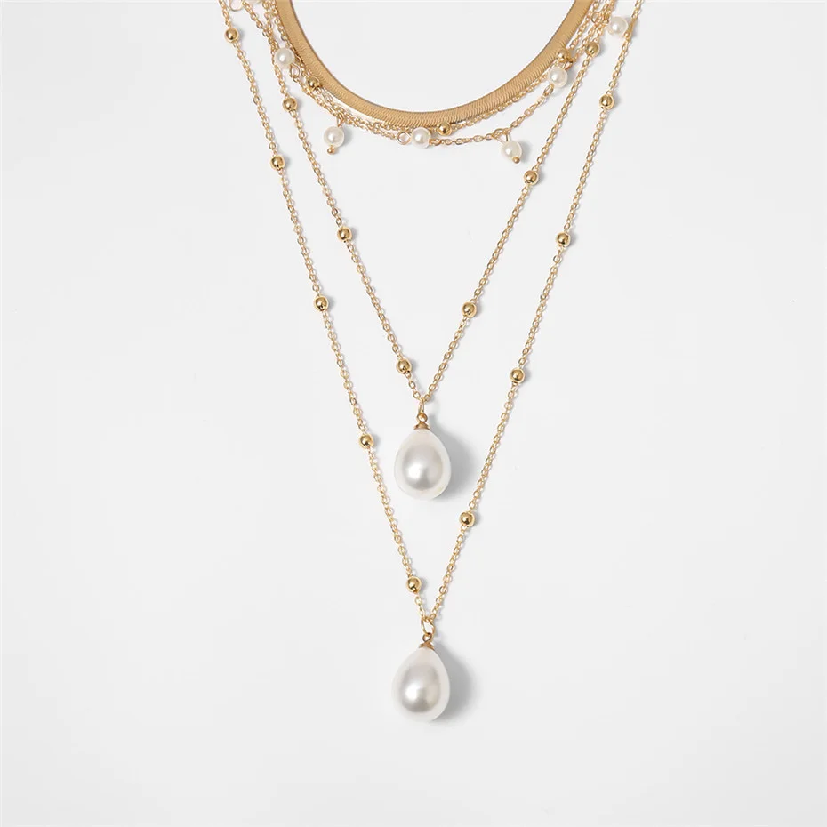 IngeSight.Z Bohemian Multi Schicht Nachahmung Perle Quaste Choker Halskette Kragen Erklärung Anhänger Halskette für Frauen Schmuck – Detail 24