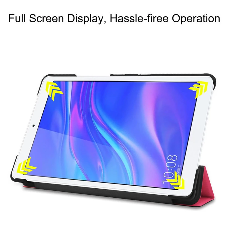 Dreifach faltbare Hülle für Huawei M5 Lite 8.0 mit automatischer Aufwach- und Schlaffunktion, stoßfeste Lederhülle für Tablet – Detail 5