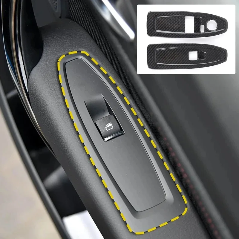 Real Carbon Fiber Car Window Lift Switch Cover Trim Sticker Car Accessories For BMW 1 2 Series F20 F21 F22 F45 F46 2014-2019 LHD