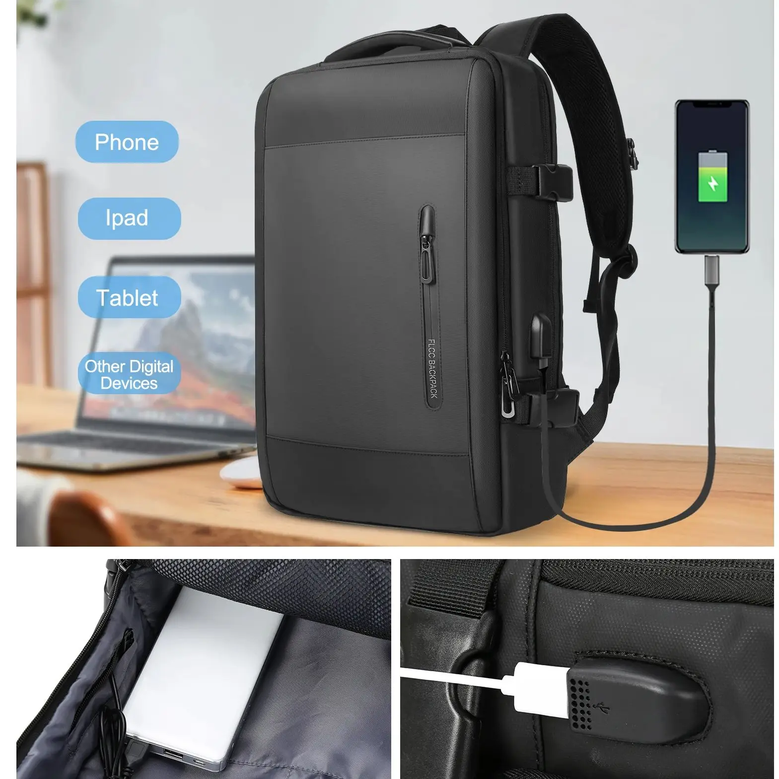 Men Travel Backpack Airplane Cabin Backpack Easyjet 45x36x20 Large Capacity Multifunctional Suitcase USB Charging Laptop Bagpack