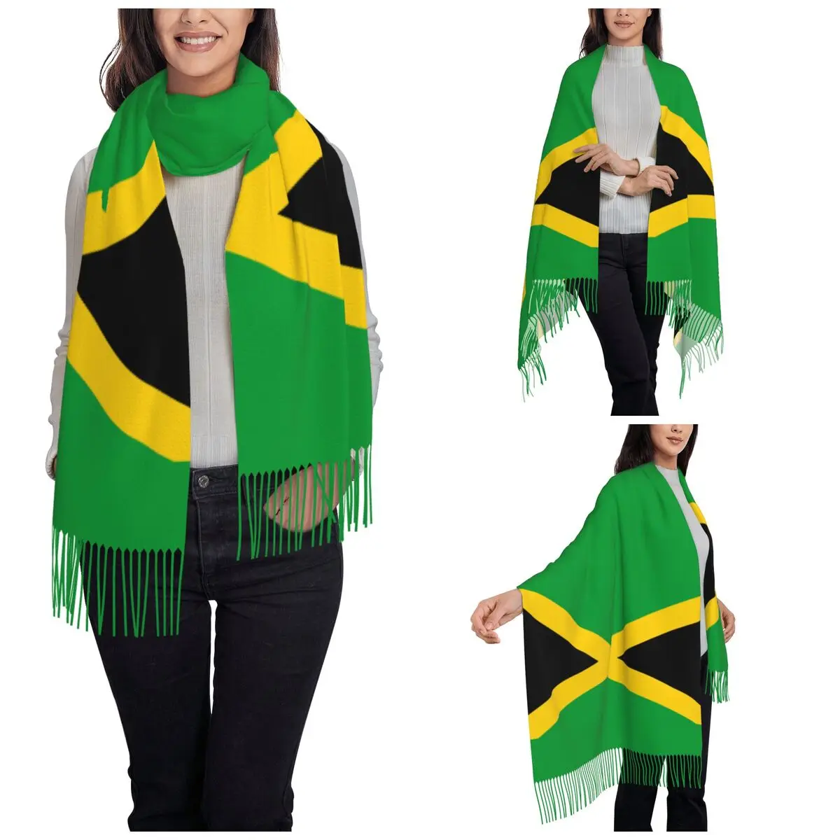 Jamaica Flag Shawl Wrap for Ladies Winter Warm Long Soft Scarf Pashmina Shawl Scarves