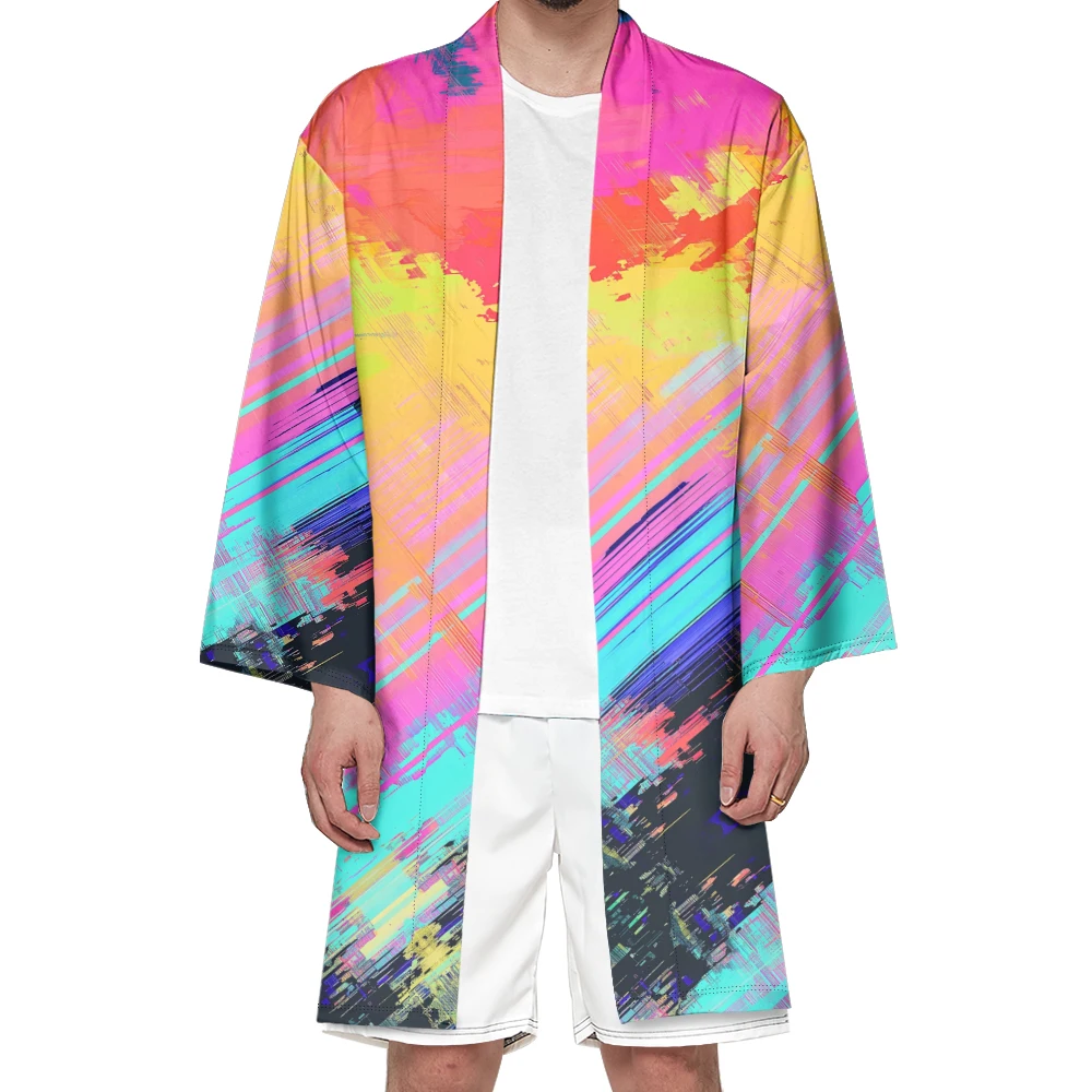 Autumn Samurai Kimono Cosplay Japanese Fashion Stylish Haori Retro Kimono Men Vintage Cardigan Tie Dye Robe Trend Yukata