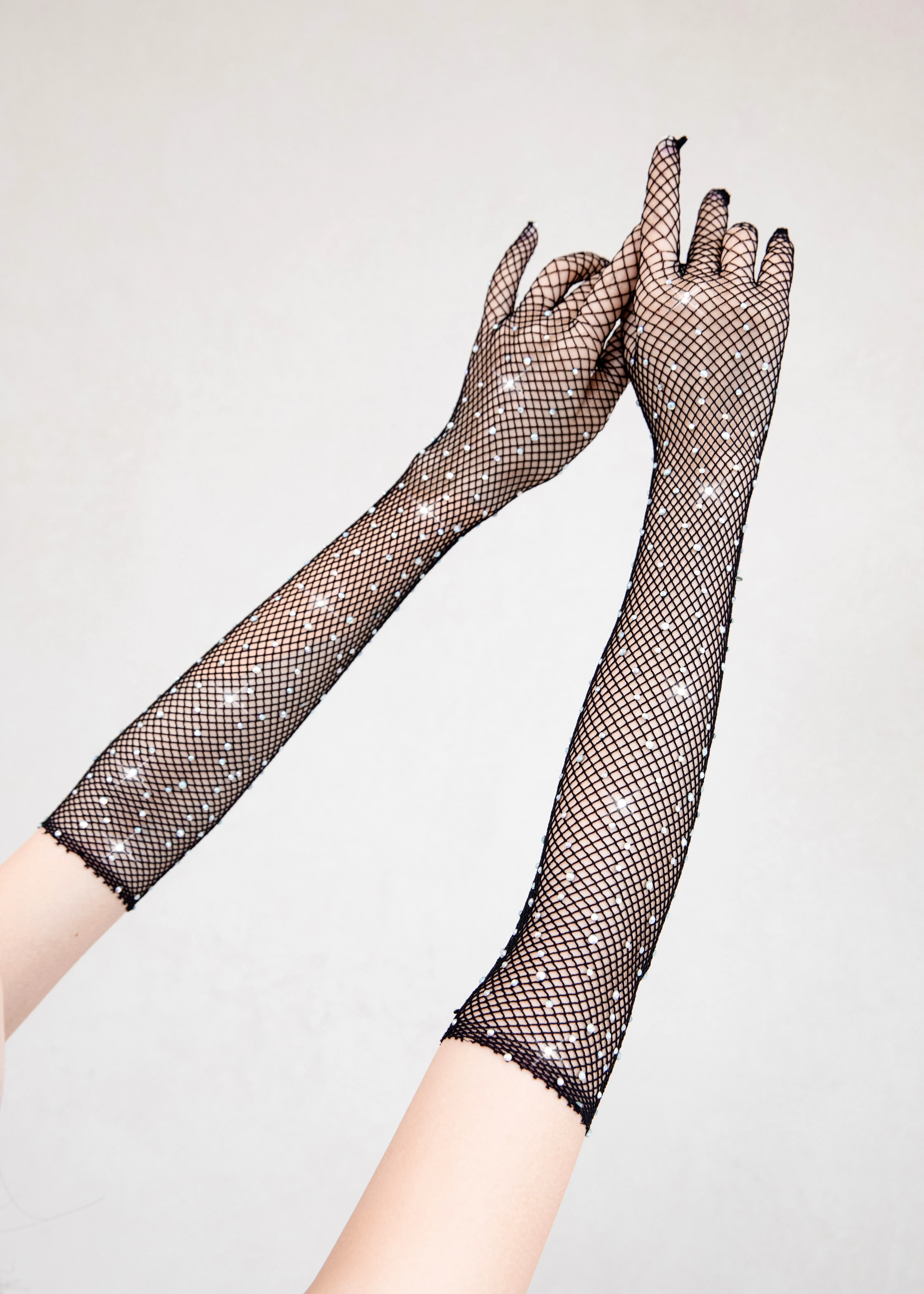 

Sexy Rhinestone Arm Sleeve Fishnet Diamond Crystal Gloves Dancewear Lingerie