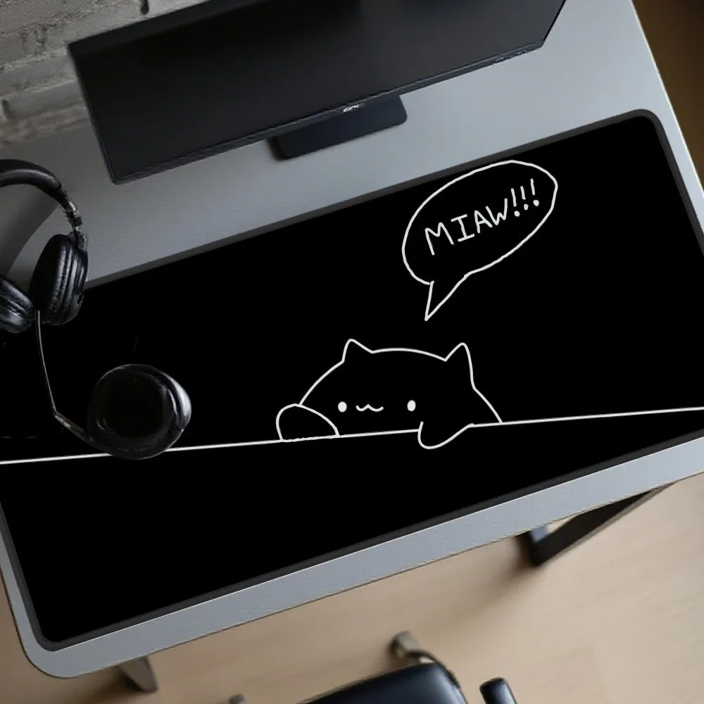 Black, cute cat, gaming mouse pad desk organizers and trays alfombrillas para escritorio pc accessories mouse pad grande