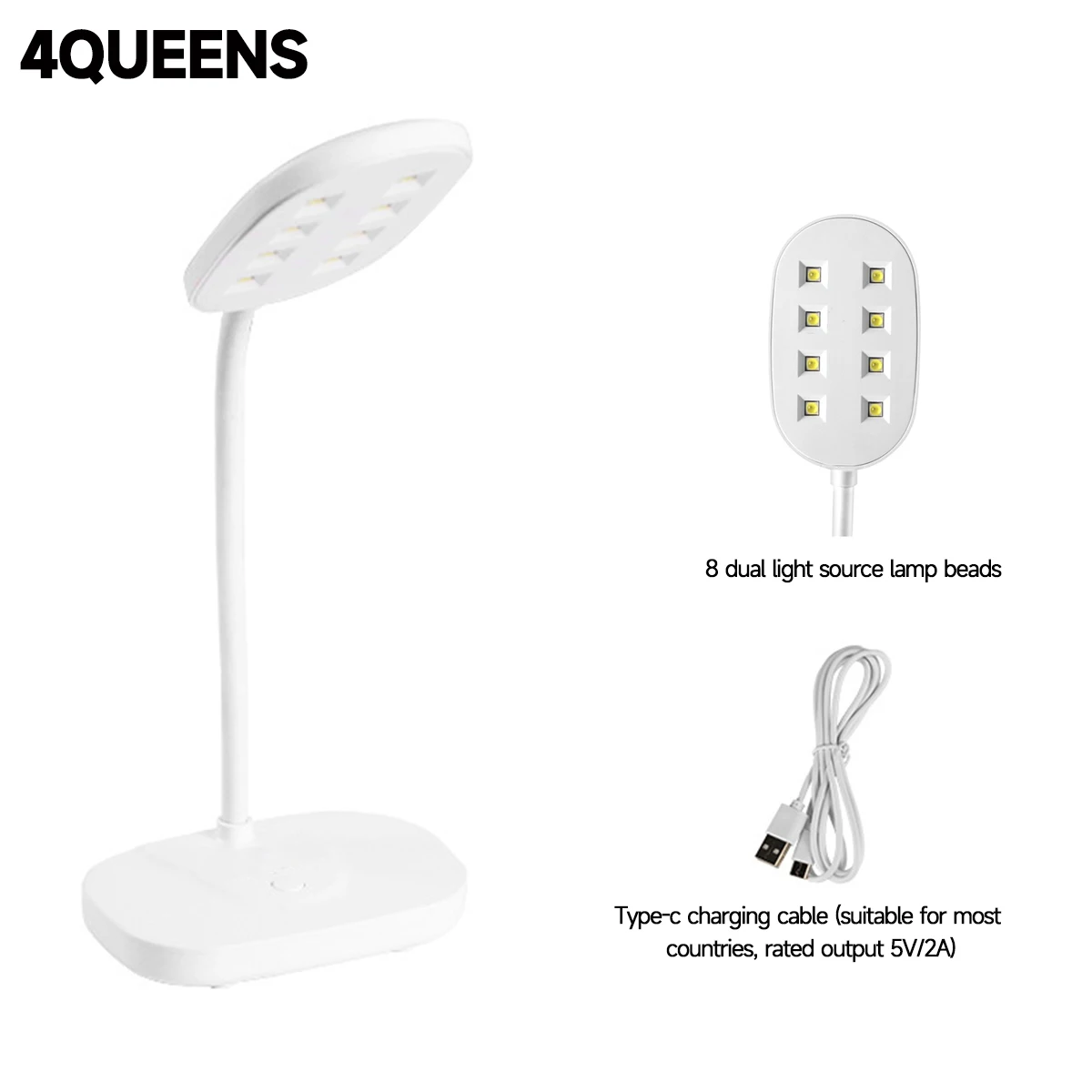 12 W tragbare LED UV LED Desktop-Nagellampe, USB-betrieben, schnell trocknend, 360° °   Verstellbar für Heimwerker und Salon-Nageldekoration