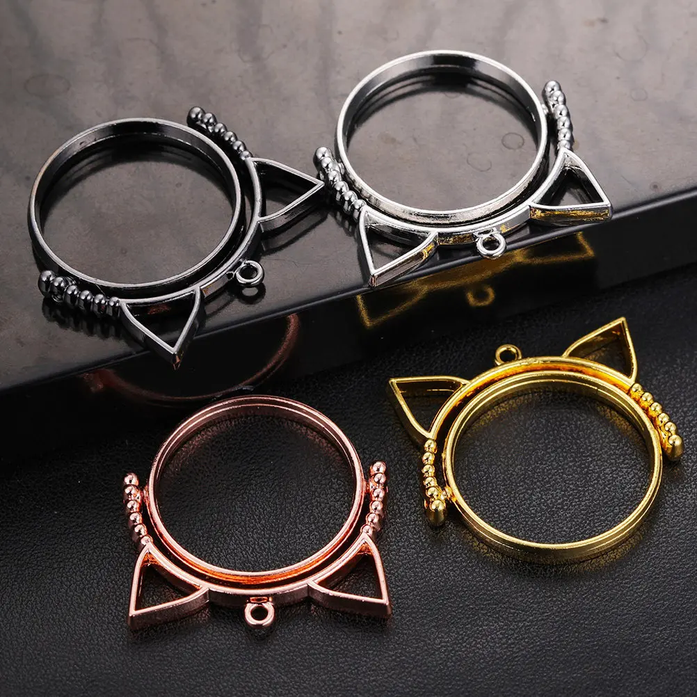 

25Pcs Alloy Cat Frame Hollow Bezel Pendants Perfect for DIY Jewelry Making Supplies Charms Accessories Open Bezel