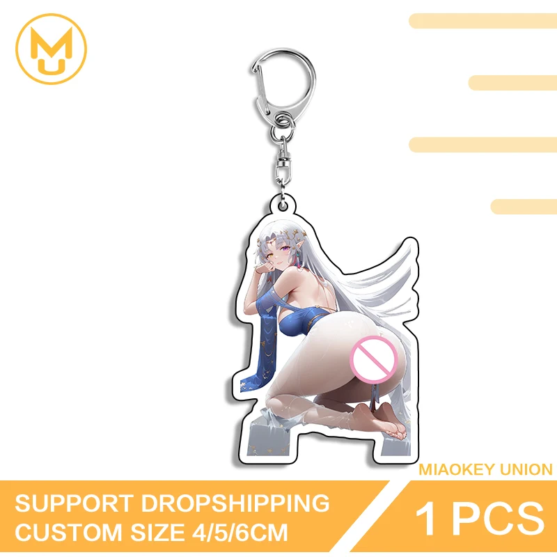 Seductive Girl Anime Figure Kneel Sitting Elegant Charming Edgy Double Sided Key Chains Exclusive Design Anime Peripherals