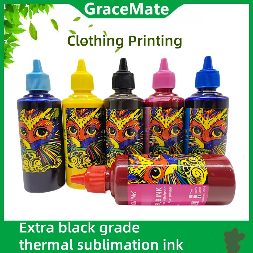 100ML 6 Colors/Set Deep Blackening Sublimation Ink for Epson Desktop Printer Heat Transfer Ink for T-shirt Cotton Mugs