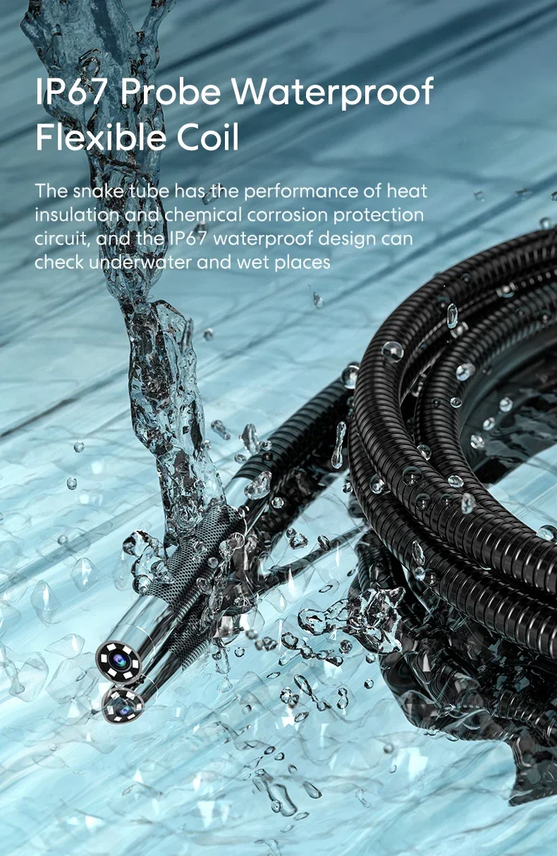 720 Degrees All Way Steering Industrial  Endoscope for Car Pipe Inspection Sewer Camera Borescope with 5 Inch