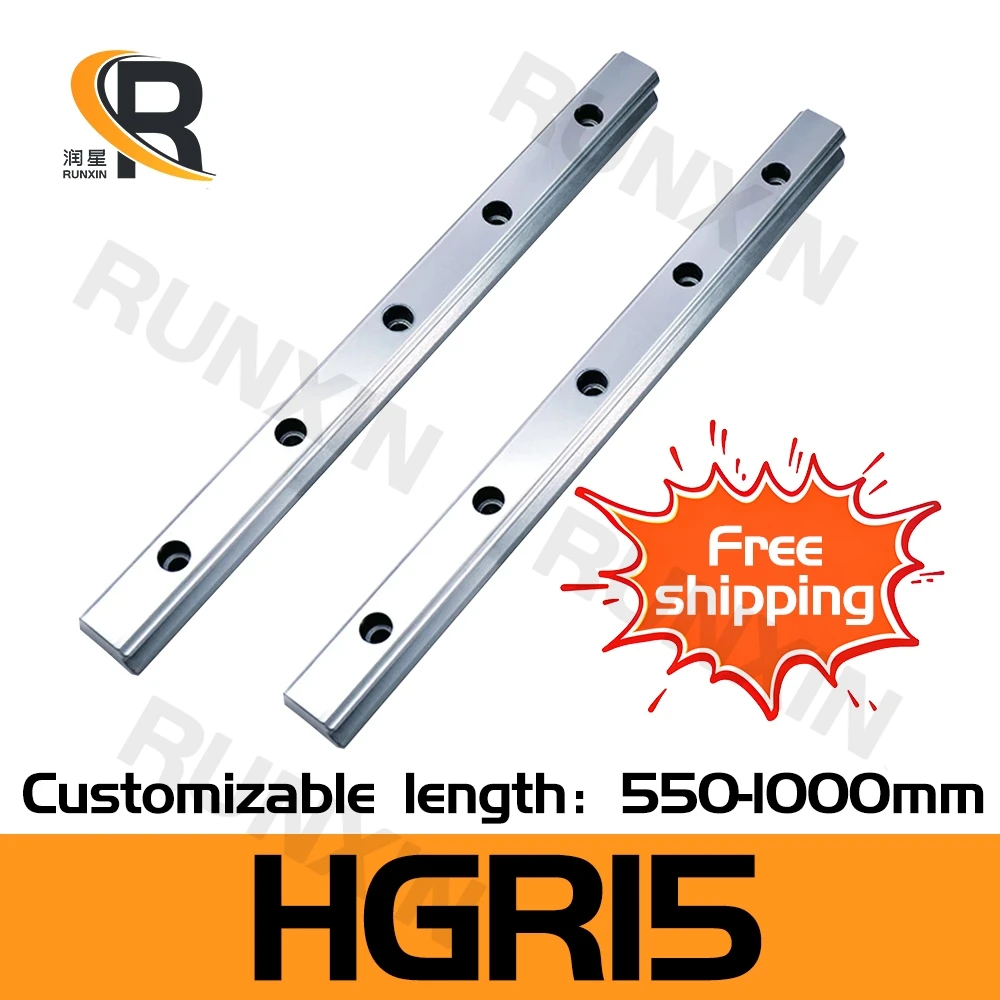 

RXTNC free shipping 2pc HGR15 L550-1000mm Square Linear Guide Rail for HIWIN Slide Block Carriages CNC Engraving