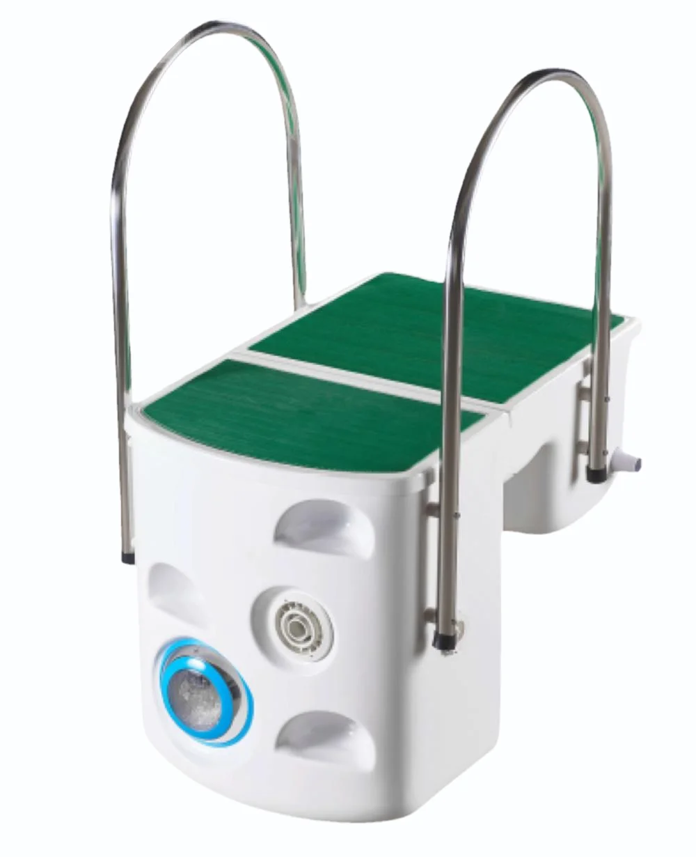 Wall-Mounted Fiberglass Pool Filter With UV Sterilizer Integrated Disinfection For Sanitary Family Pool With Laader