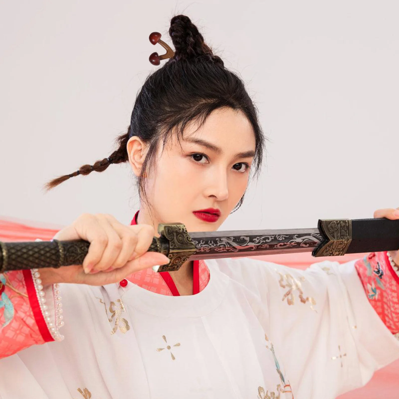 

Wooden Hairpin Bun Sticks Pins Styling Forks Vintage Accessories Women Hair Accessories Green Sandalwood Mushroom Double