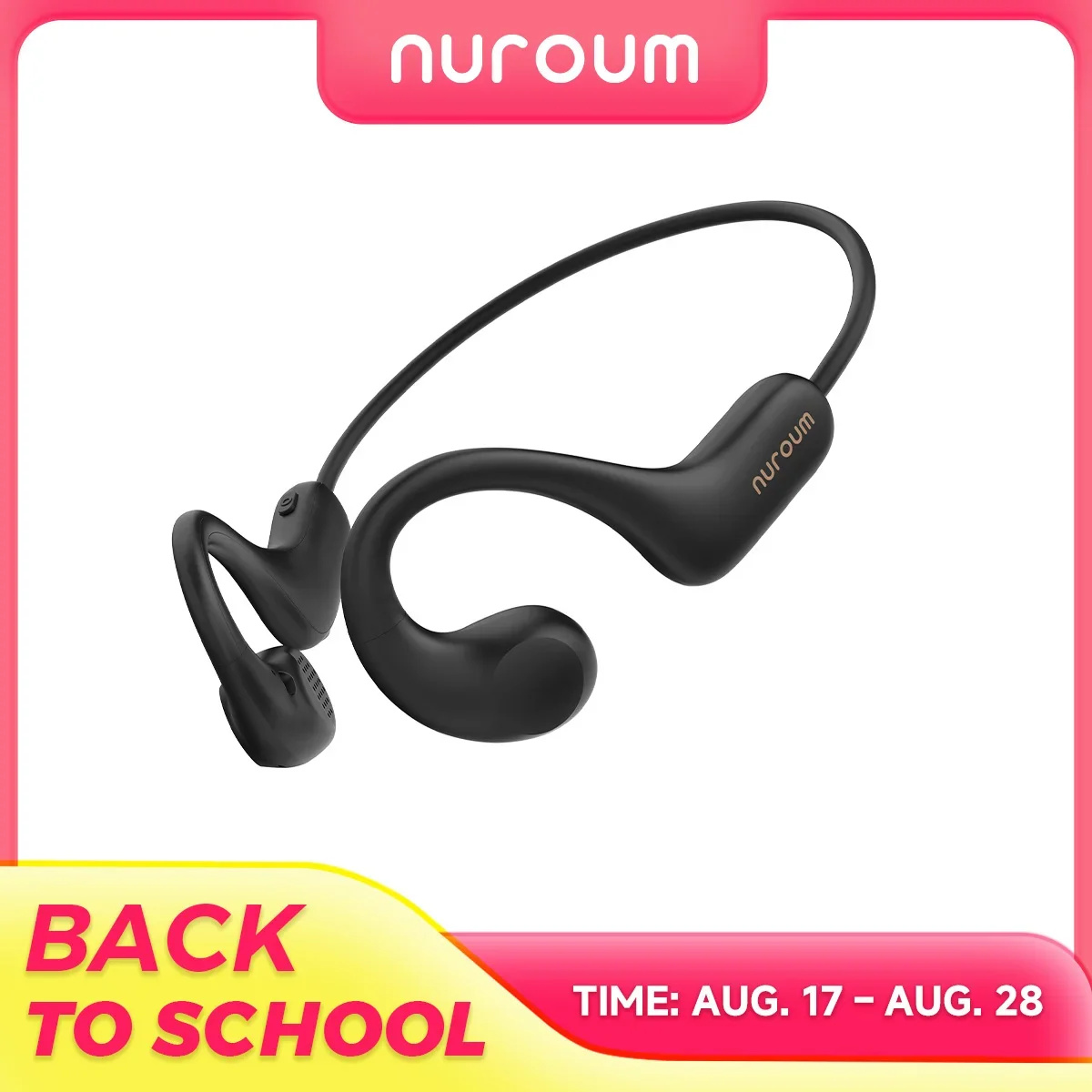NUROUM Bluetooth Earphone Neck Mounted Wireless Headset Open-back Earphones High Power Smooth Sound Conduction Long Battery Life