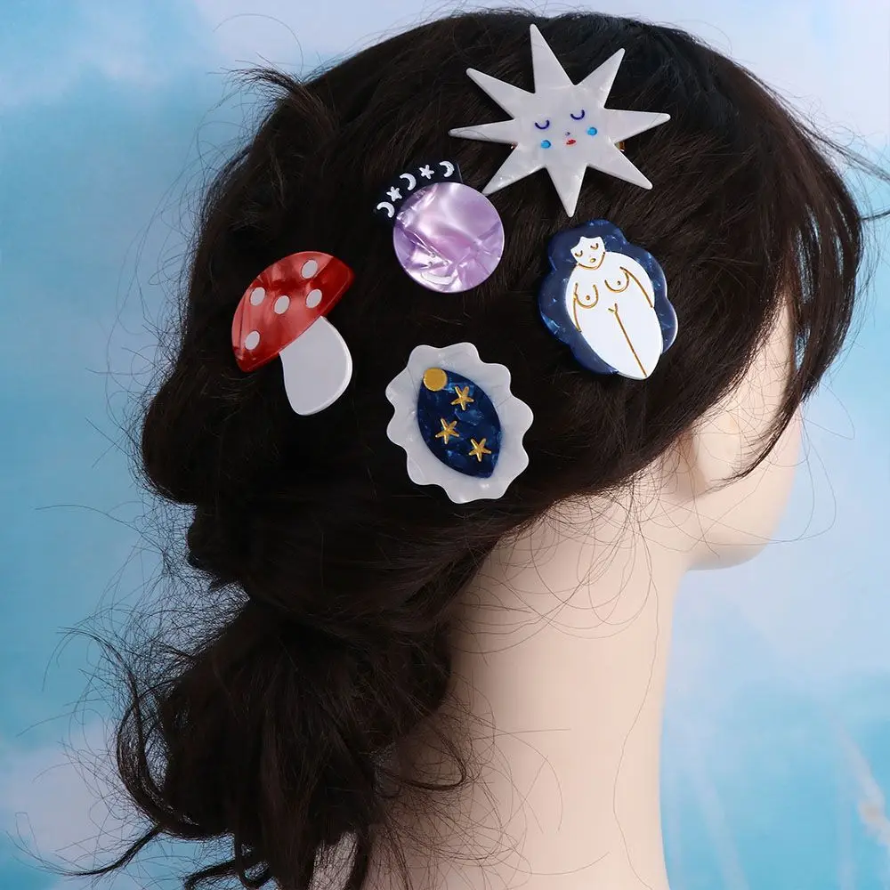 Tale Hairpins Hair Side Clips Star Magic Ball Ins Hair Clips Women Hairpins Korean Duckbill Clips Acetate Hair Clips Mushroom