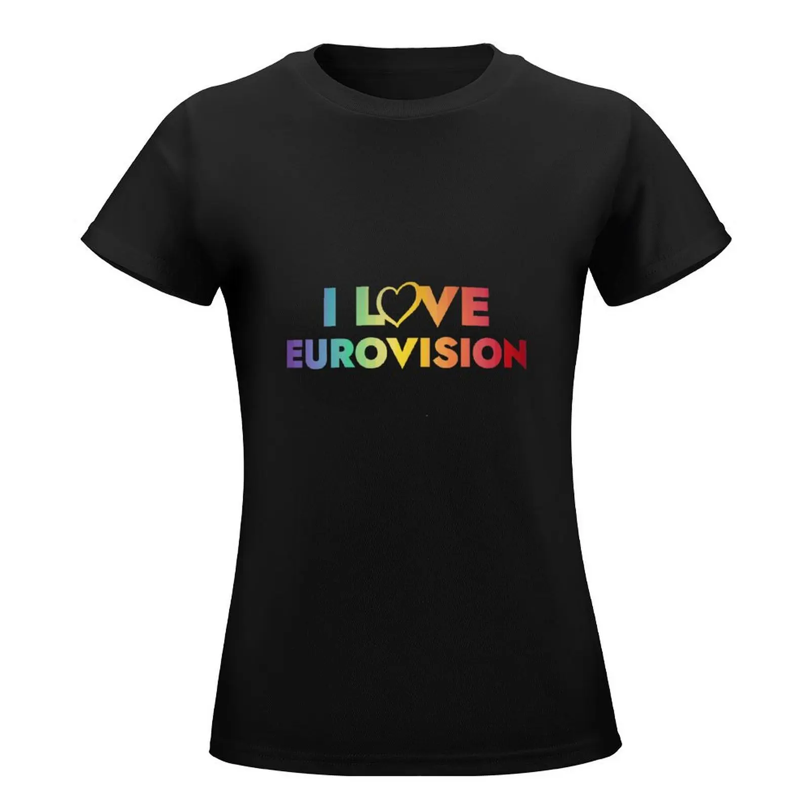 I love Eurovision - rainbow pattern T-Shirt summer tops animal print shirt for girls Women's clothing