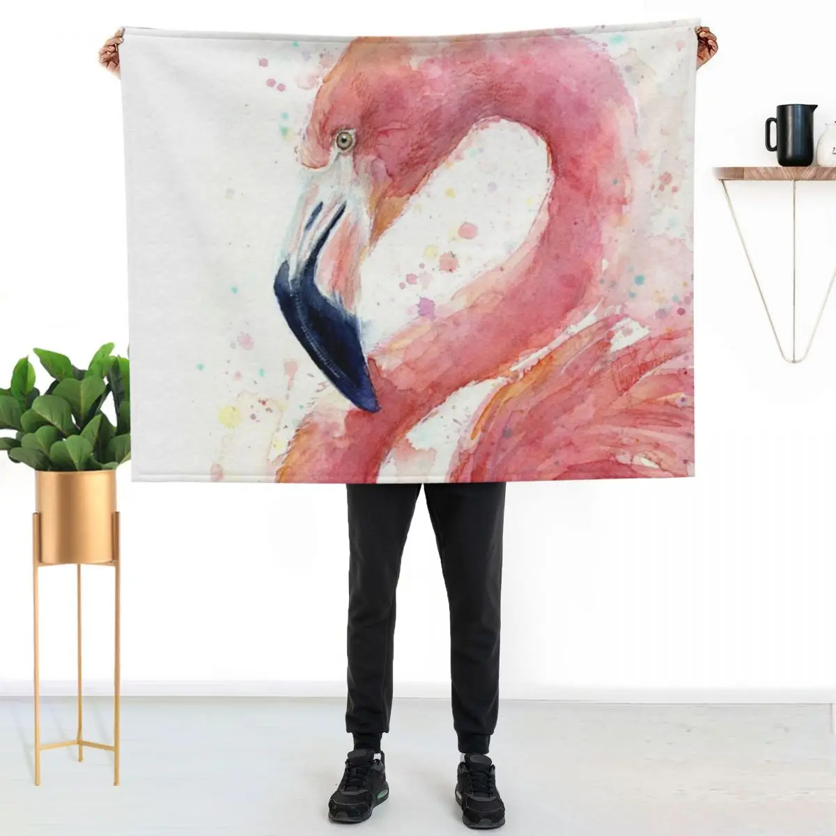 

Flamingo Watercolor Throw Blanket Versatile Cozy Throw Blanket for All Occasions