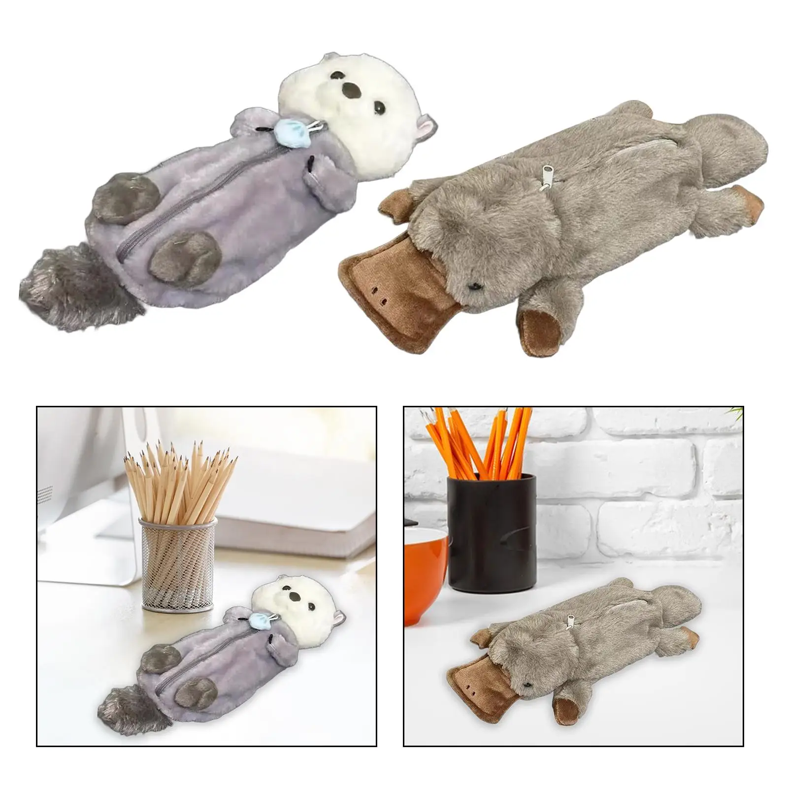 

Plush Pencil Case Cartoon Makeup Pouch Stationery Storage Bag Portable Pen Bag for Teens Boys Girls Students School Supplies