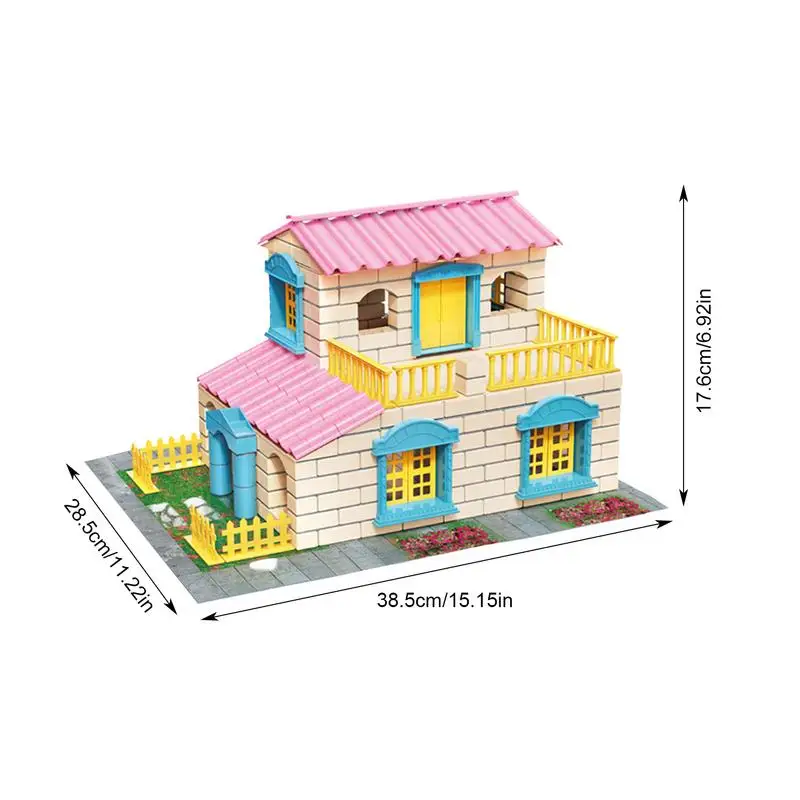 Bricklayers Building House Assembly Kit para crianças, tijolo criativo, pequeno Villa Toy