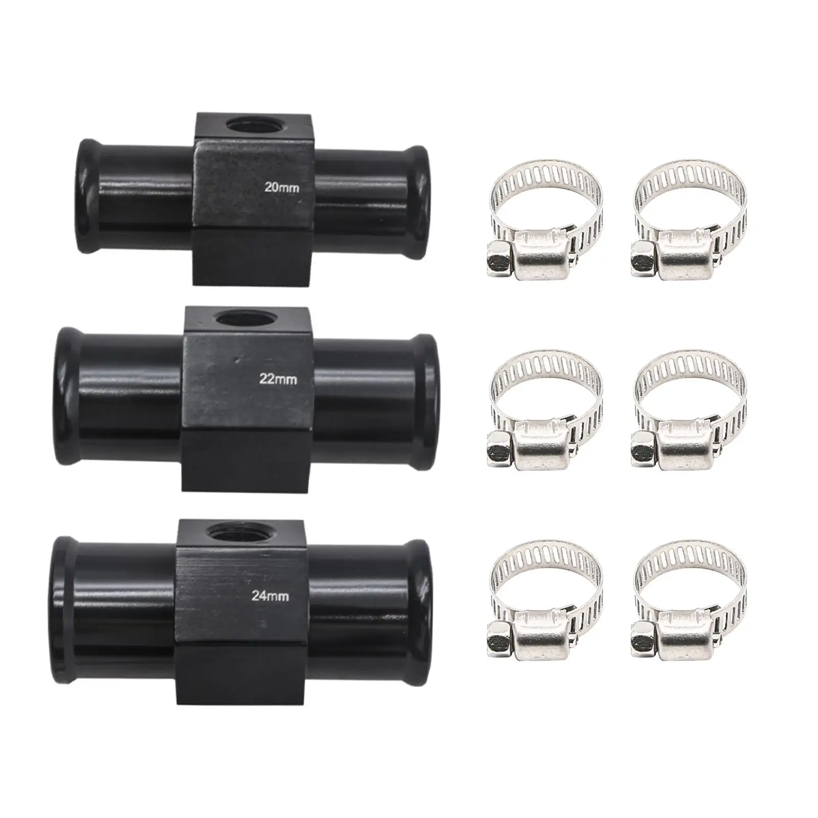 Water Temp Meter Adapter Induction Connector CNC with 2 Clamps Accessories Tee Adapter for Motorcycle Motorbikes Moulding